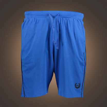 Pantalón corto azul liquidationlive con cinturilla elástica, cordón ajustable, bolsillos y logotipo bordado GMV