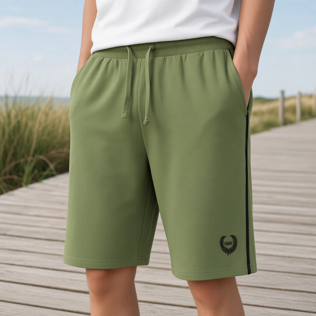 Pantalón corto verde liquidationlive Gian Marco Venturi con cinturilla elástica, cordón y logotipo bordado en la pierna