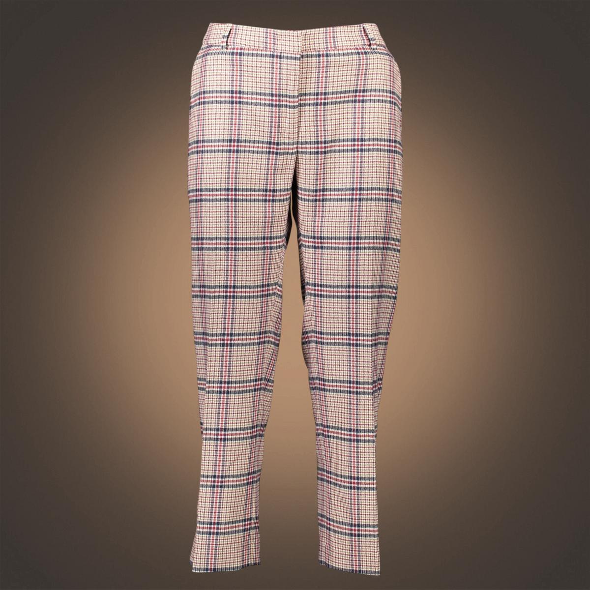 Pantalón de vestir Gant de cuadros en tonos beige, marrón y rojizo con corte sastre y silueta estrecha