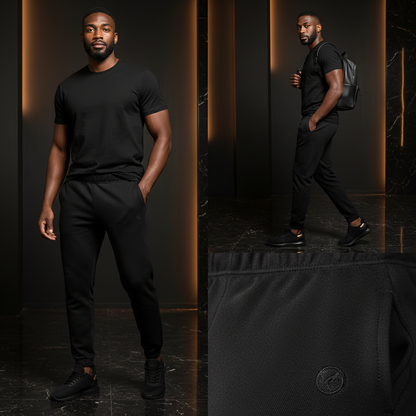 Pantalón jogger negro Gian Marco Venturi de liquidationlive con cintura elástica, cordones y logo bordado