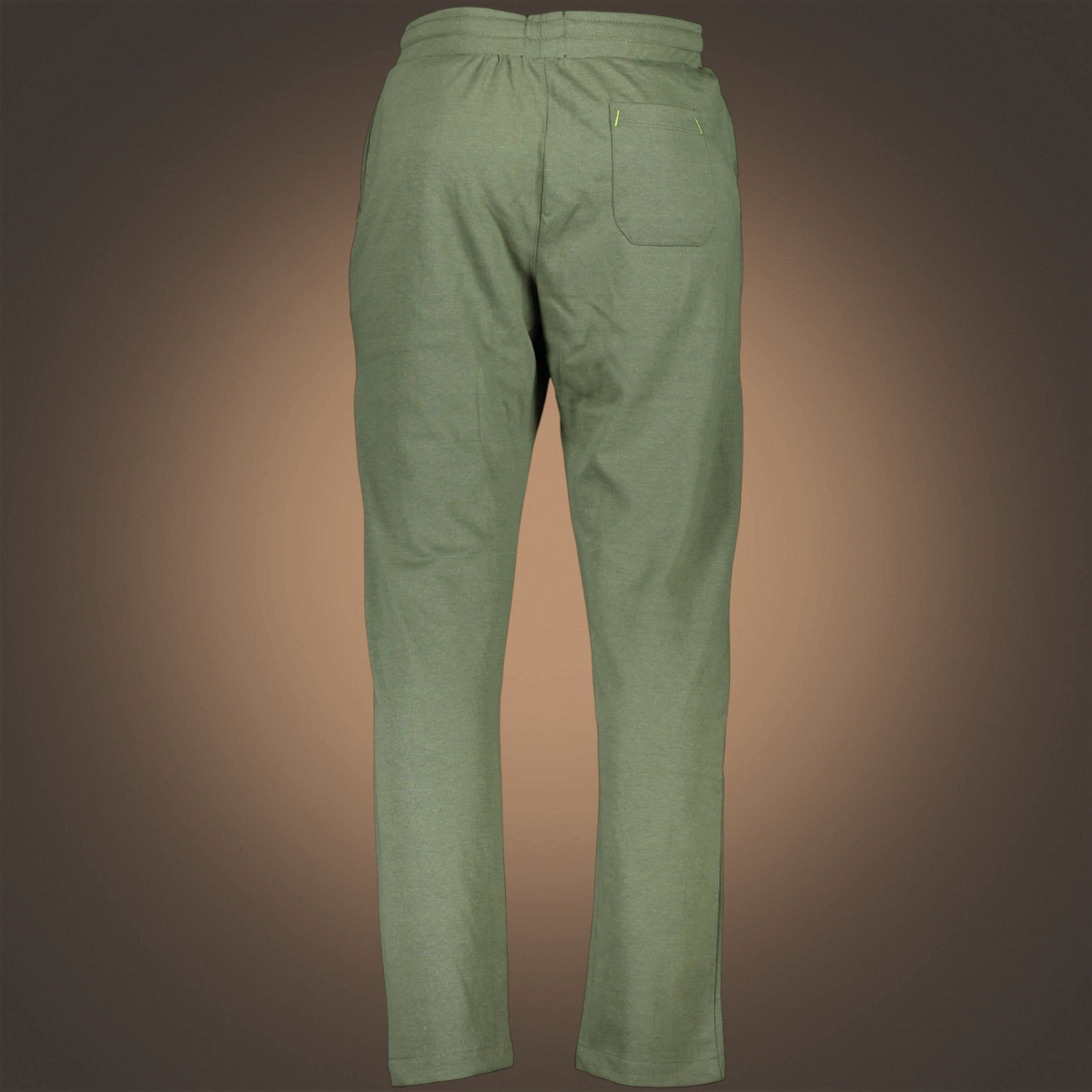 Vista trasera del pantalón jogger liquidationlive Gian Marco Venturi en color verde militar con bolsillo posterior