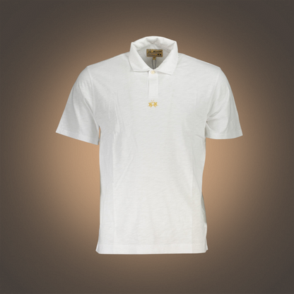 Polo blanco de manga corta La Martina de liquidationlive con cuello de un botón y logo bordado en el pecho