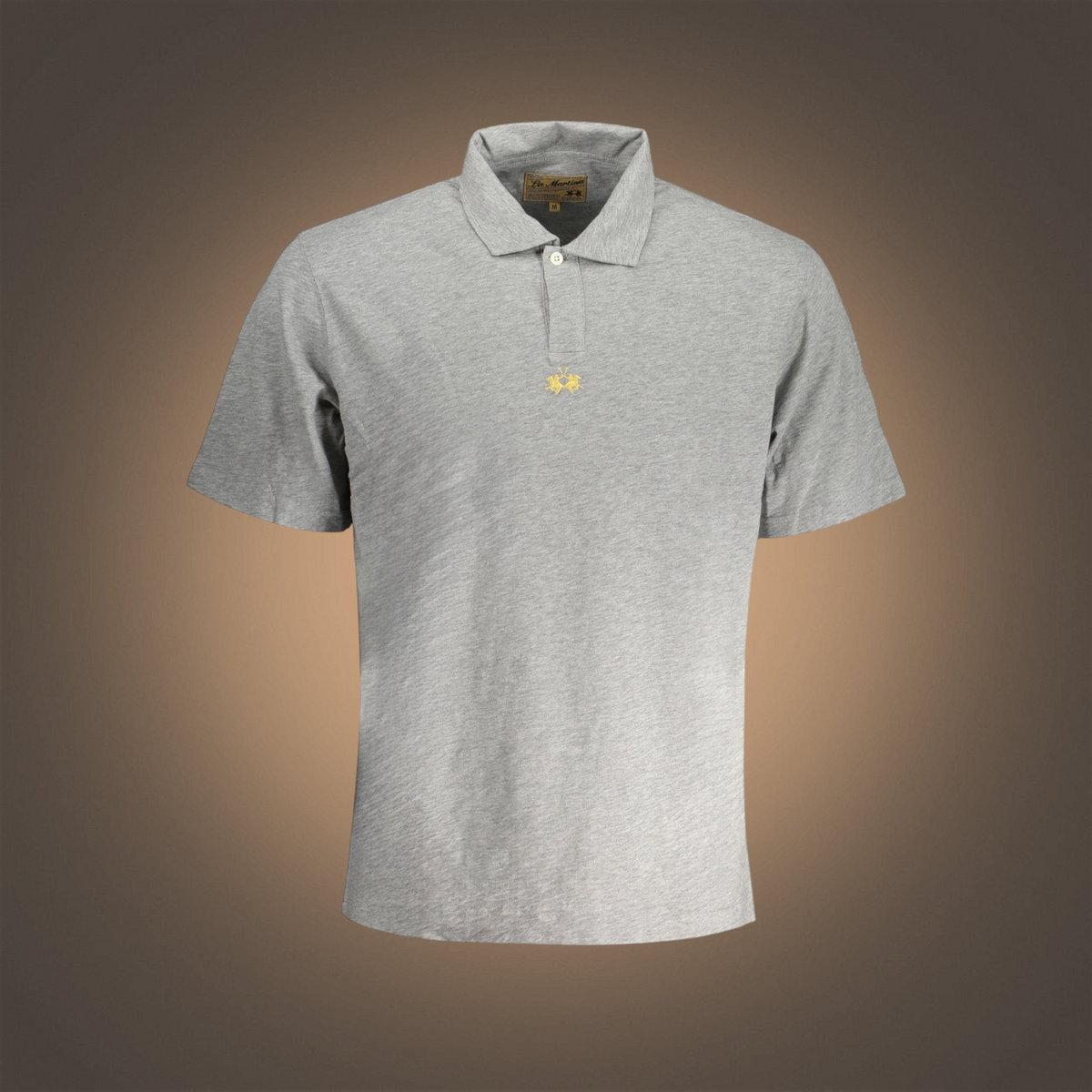 Polo gris de corte regular La Martina con un solo botón y logo bordado en el pecho, disponible en liquidationlive