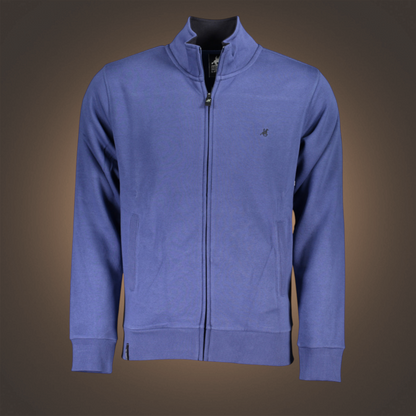 Sudadera azul con cremallera y bordado de la marca liquidationlive para hombre con cuello alto y bolsillos laterales