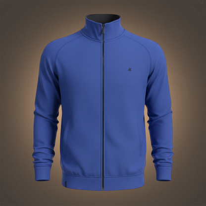 Sudadera azul con cremallera U.S. Grand de liquidationlive con cuello alto, manga larga y logotipo bordado