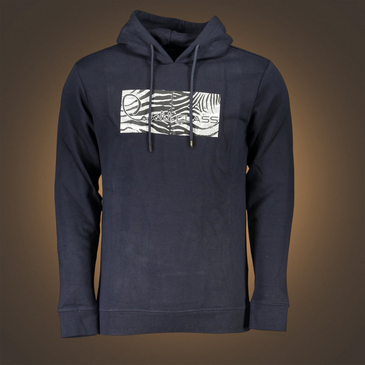 Sudadera con capucha azul marino liquidationlive Cavalli Class con estampado animal print y logo frontal
