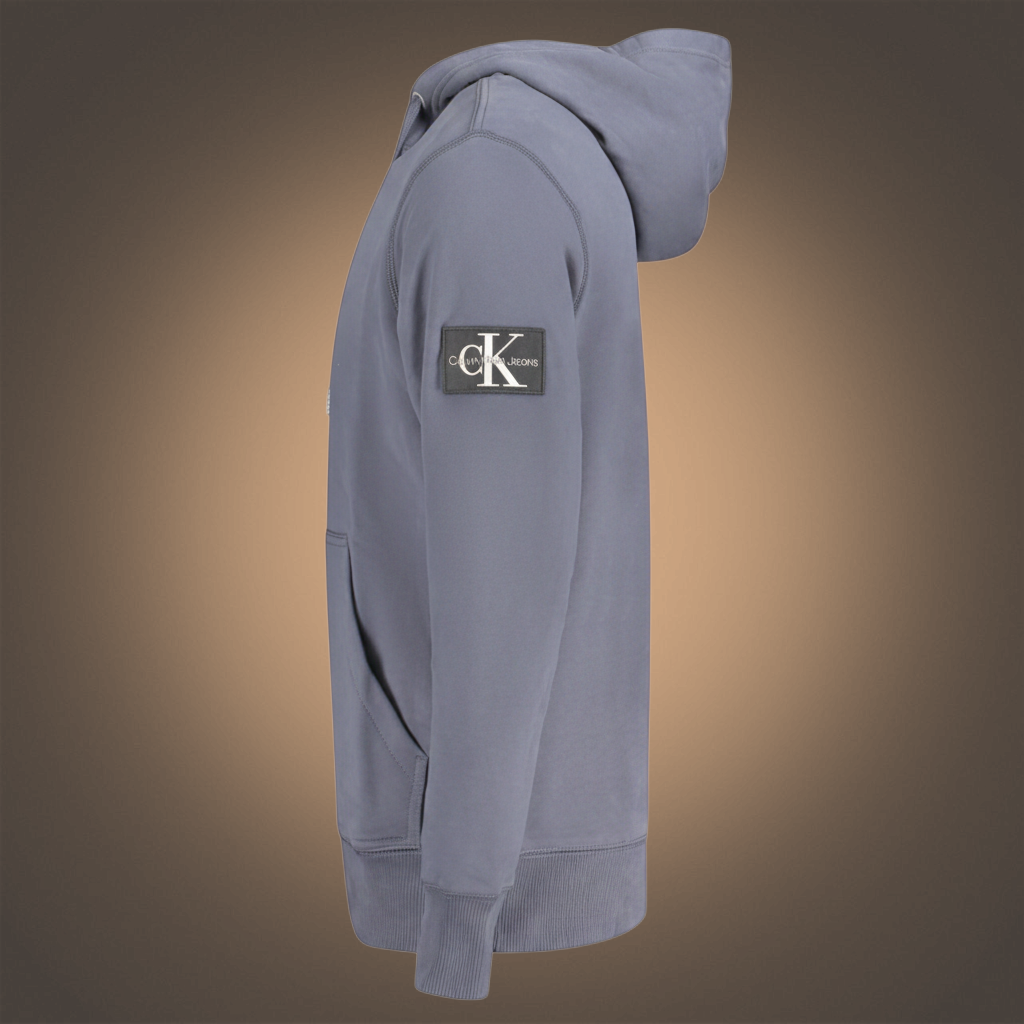 Sudadera con capucha azul de liquidationlive con tacto polar y logo de Calvin Klein en la manga