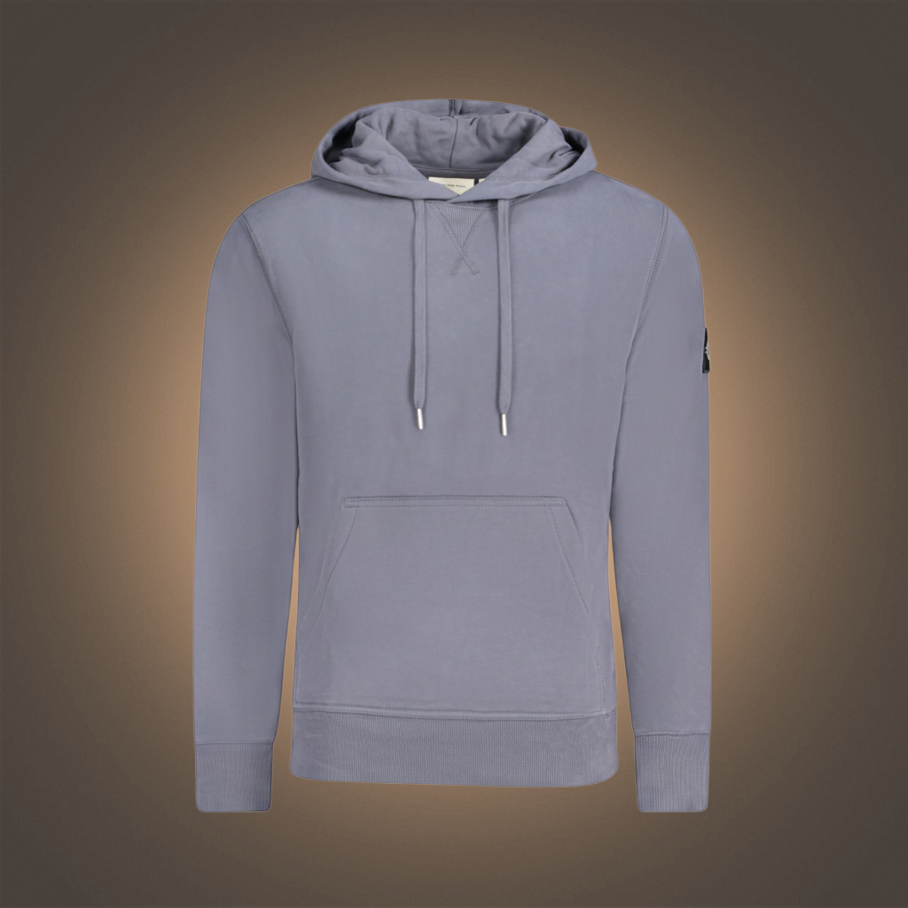 Sudadera con capucha Calvin Klein de color azul grisáceo con bolsillo central y tacto polar de liquidationlive
