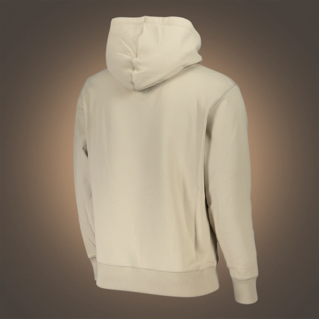 Vista trasera de sudadera con capucha Calvin Klein en color beige con acabado polar y ajuste cómodo