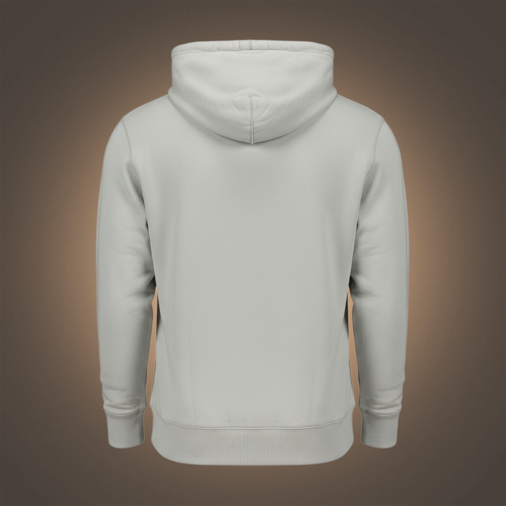 Vista trasera de sudadera con capucha Calvin Klein en color beige con acabado polar suave