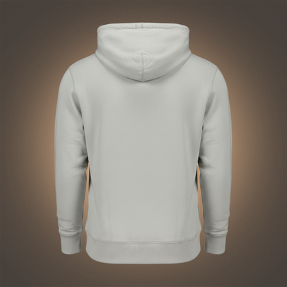 Vista trasera de sudadera con capucha Calvin Klein en color beige con acabado polar suave