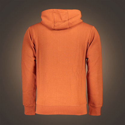 Vista trasera de sudadera con capucha liquidationlive color bronce de manga larga con puños acanalados