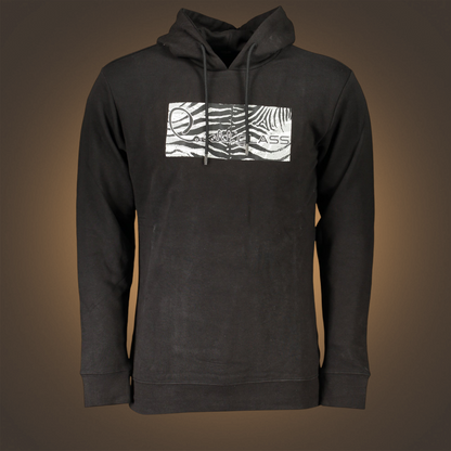 Sudadera negra con capucha liquidationlive Cavalli Class con estampado de cebra y logo frontal en blanco