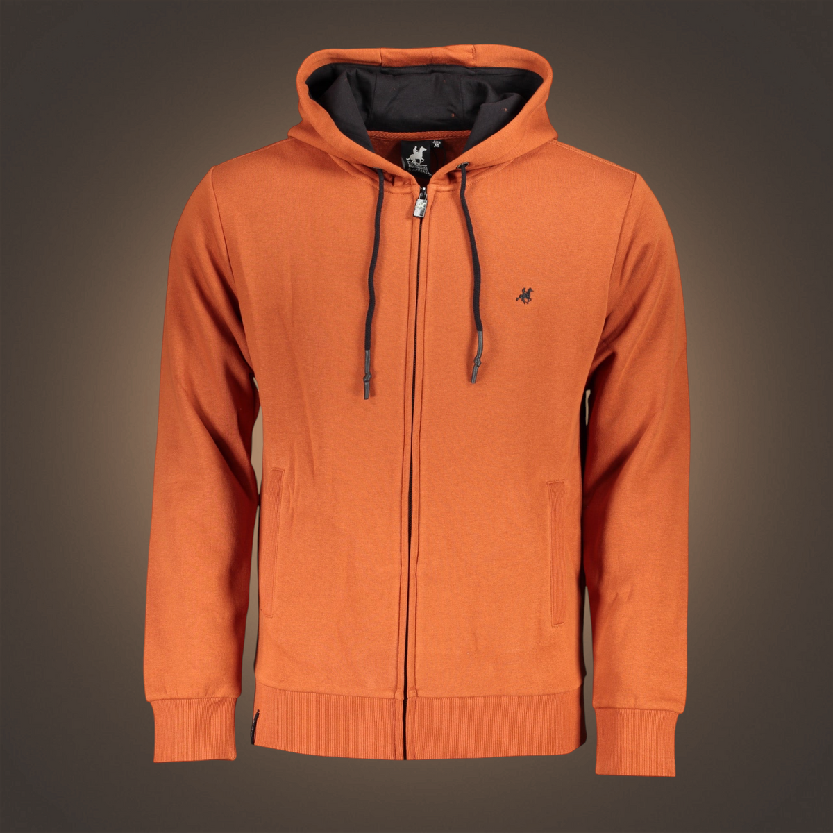 Sudadera con capucha y cremallera liquidationlive en color bronce con bordado de logotipo y cordones negros