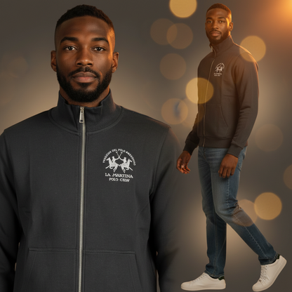 Sudadera con cremallera liquidationlive La Martina en color gris oscuro con bordado del logo de polo en el pecho