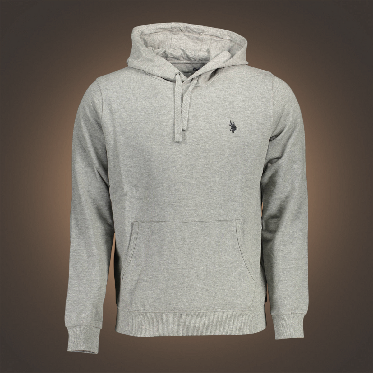 Sudadera gris con capucha liquidationlive U.S. Polo Assn. con bolsillo frontal y logotipo bordado en el pecho