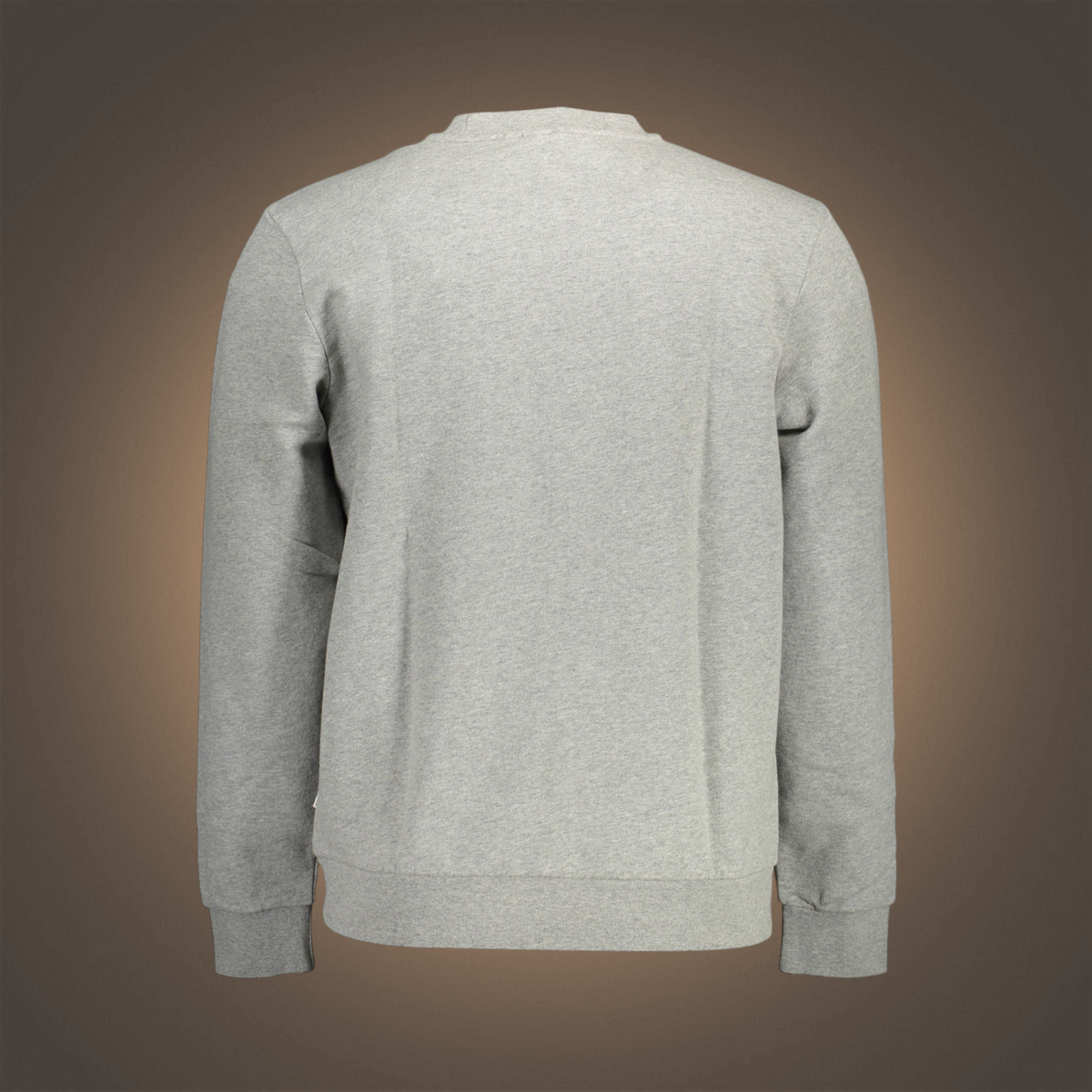 Vista trasera de sudadera gris de cuello redondo Napapijri de liquidationlive con diseño minimalista