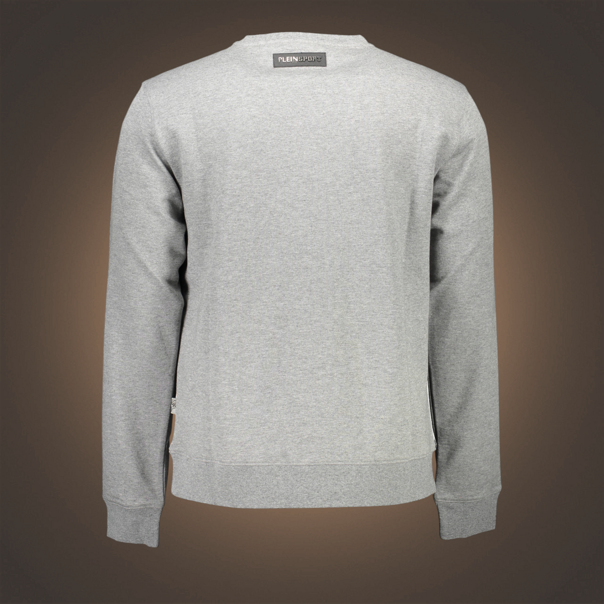Sudadera gris de manga larga liquidationlive con cuello redondo y etiqueta de marca en la parte posterior
