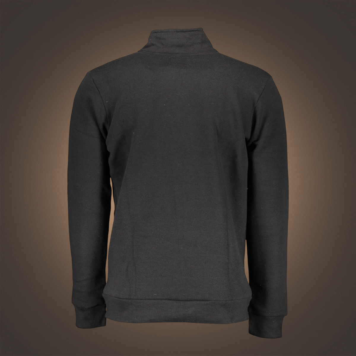 Vista trasera de sudadera negra Gian Marco Venturi de liquidationlive con cuello alto y manga larga