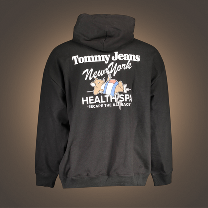 Sudadera negra con capucha liquidationlive de Tommy Hilfiger con estampado gráfico de rata en la espalda