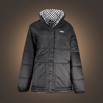 Chaqueta acolchada reversible liquidationlive Vans en color negro con interior de damero y cierre de cremallera