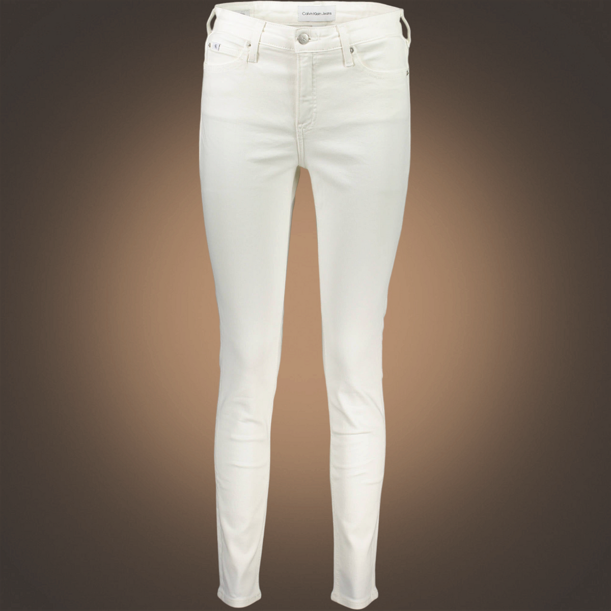 Vaqueros skinny blancos Calvin Klein de liquidationlive con diseño de cinco bolsillos y cierre de botón metálico
