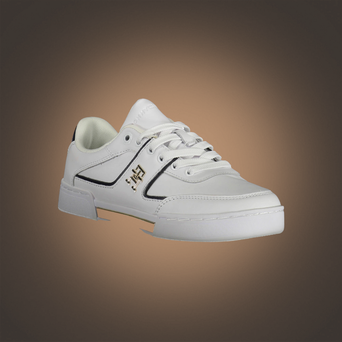 Zapatillas blancas liquidationlive Tommy Hilfiger con cordones, detalles en contraste y logotipo metálico lateral