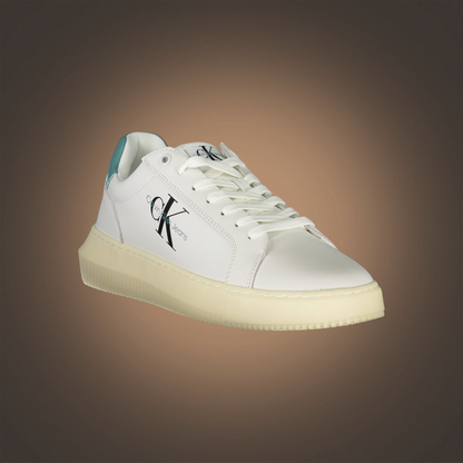 Zapatillas de hombre liquidationlive Calvin Klein blancas con cordones, logotipo lateral y detalle en el talón