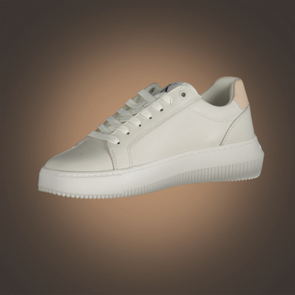Zapatillas de mujer liquidationlive Calvin Klein blancas con cordones y detalle en contraste en el talón