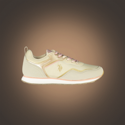 Zapatillas deportivas liquidationlive U.S. Polo Assn. en color beige con detalles en rosa y logotipo lateral