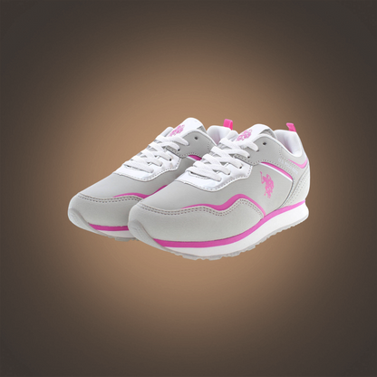 Zapatillas deportivas grises para niña liquidationlive con detalles en rosa y logotipo de U.S. Polo Assn.