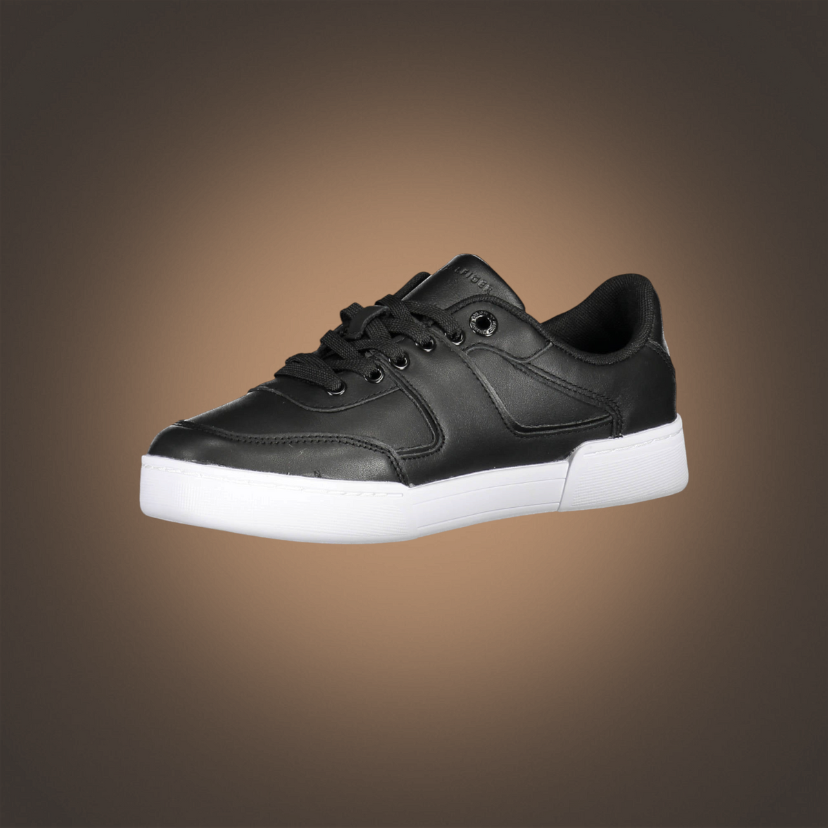 Zapatillas deportivas negras con suela blanca de liquidationlive, diseño con cordones y logotipo de Tommy Hilfiger