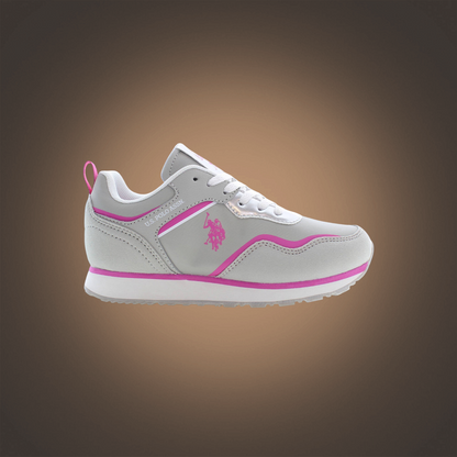 Zapatillas deportivas liquidationlive U.S. Polo Assn. para niña en color gris con detalles y logotipo en rosa fucsia