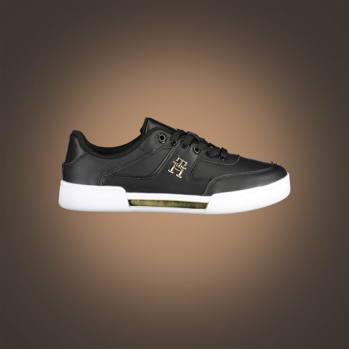 Zapatillas deportivas liquidationlive Tommy Hilfiger negras con suela blanca y logotipo metálico lateral