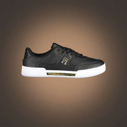 Zapatillas deportivas liquidationlive Tommy Hilfiger negras con suela blanca y logotipo metálico lateral